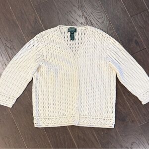 Vintage Lauren Ralph Lauren Cream Open-Front Cardigan
